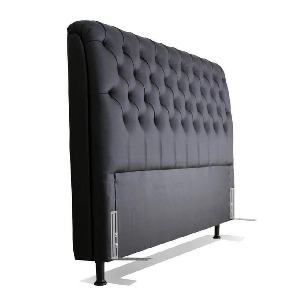 Miniatura Cabeceira de Cama Box Casal Queen 158cm Pádua Couro Preto