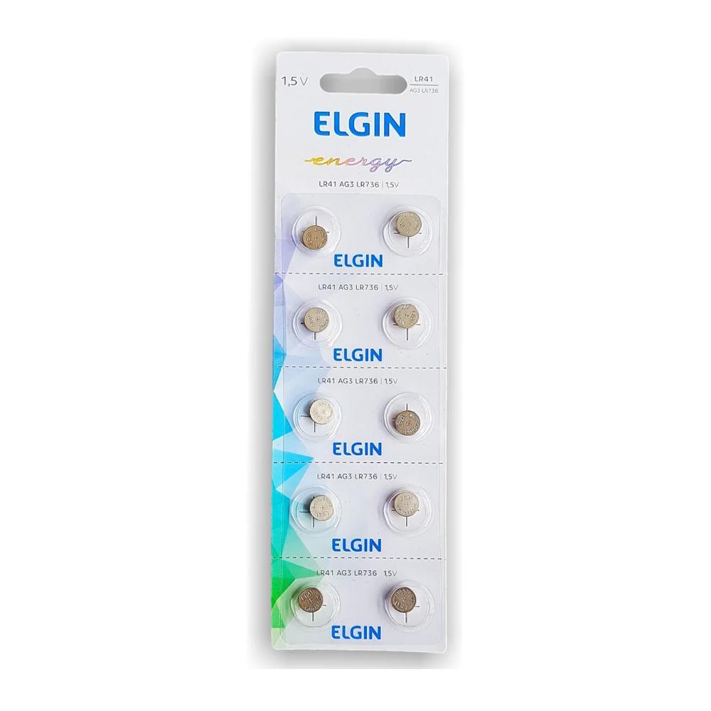 Miniatura Pilha Bateria Elgin Lr41 Ag3 Lr736 1,5 V Kit 3