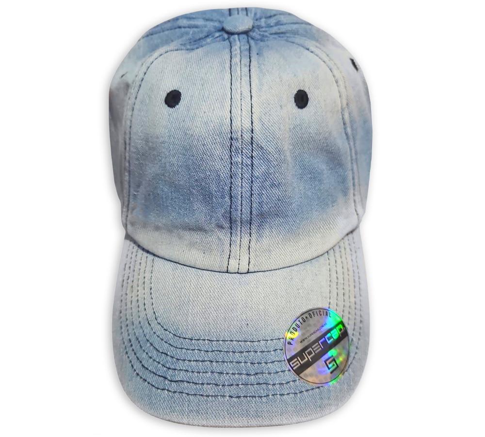 Miniatura Boné Aba Curva Jeans Lavado 6 Gomos Estonado Supercap 28957
