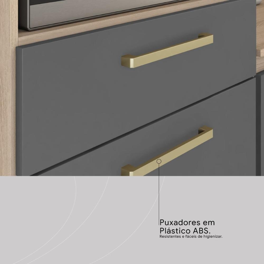 Armario De Cozinha 6 Portas 2 Gavetas Select Demobile Avena/Grafito