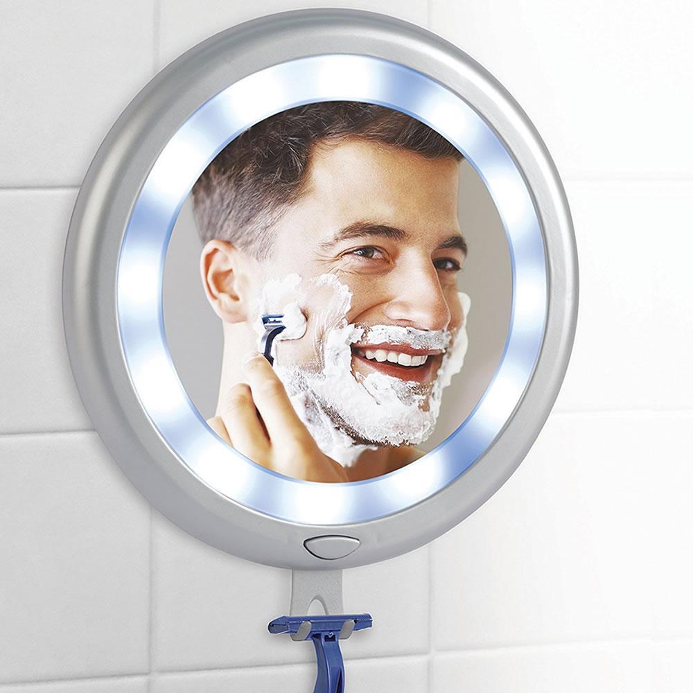 Miniatura Espelho Maquiagem Barba Com 12 Led Com Suporte Para Aparelho
