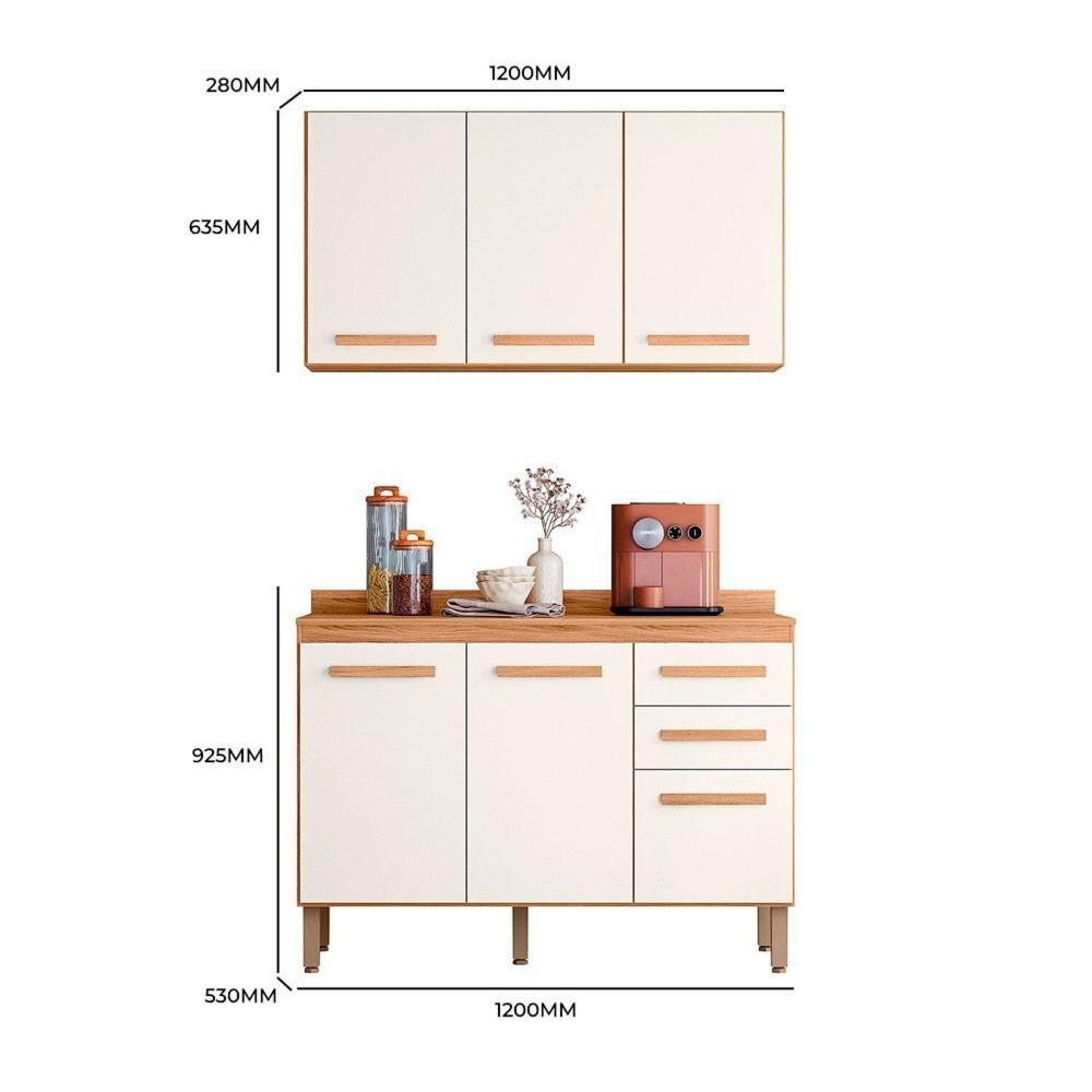 Miniatura Armario para Cozinha 120cm X 212,5cm Amore Freijó/Off White