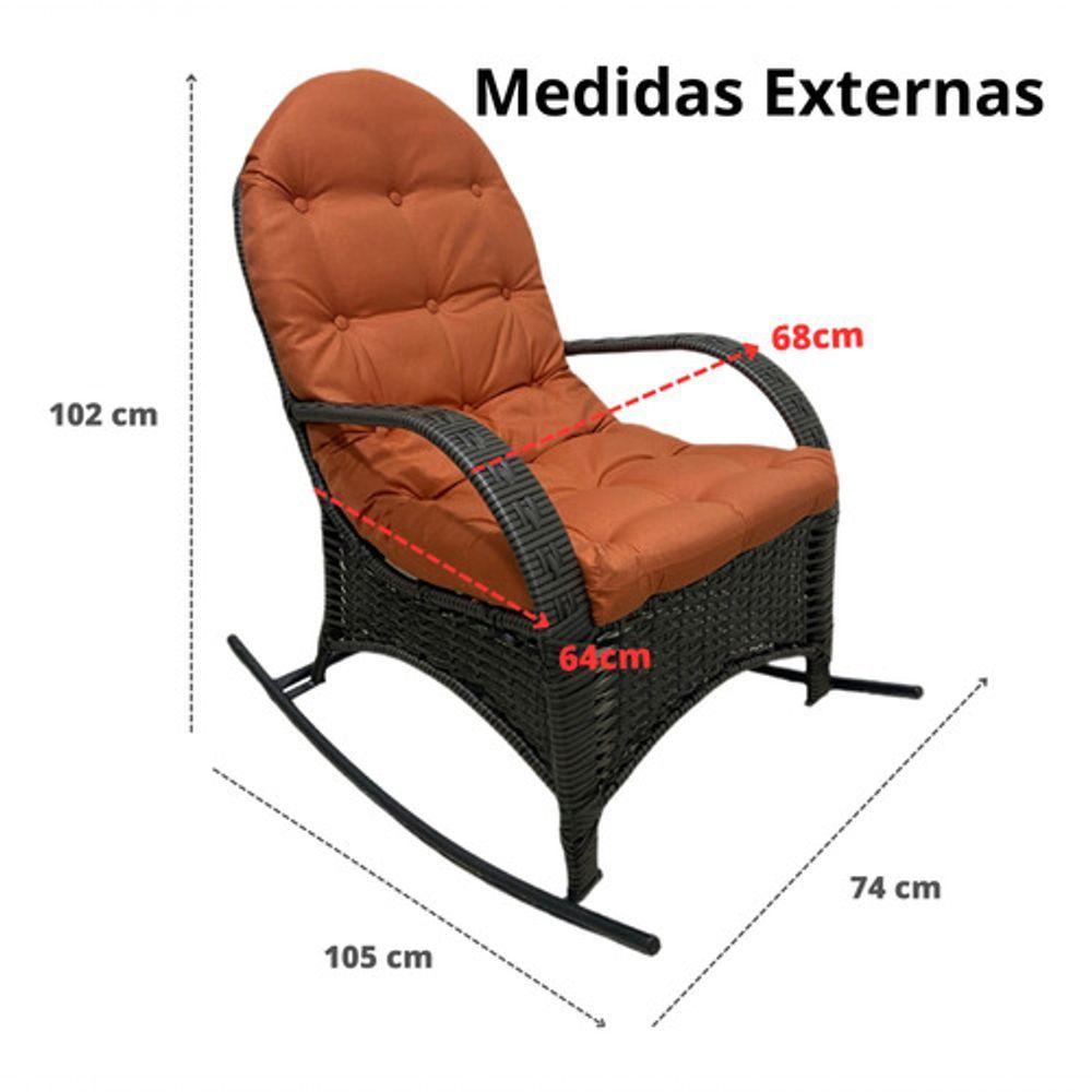 Miniatura Cadeira Balanço Poltrona Descanso Com Almofada Ergonômica Laranja