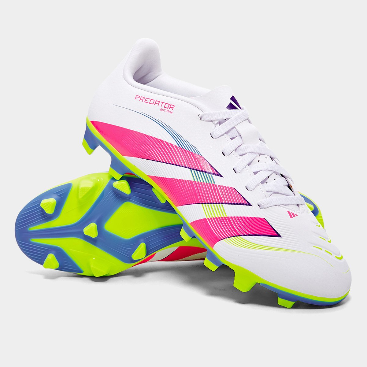 Miniatura Chuteira Campo Adidas Predator Club Unissex Branco+Rosa - 40