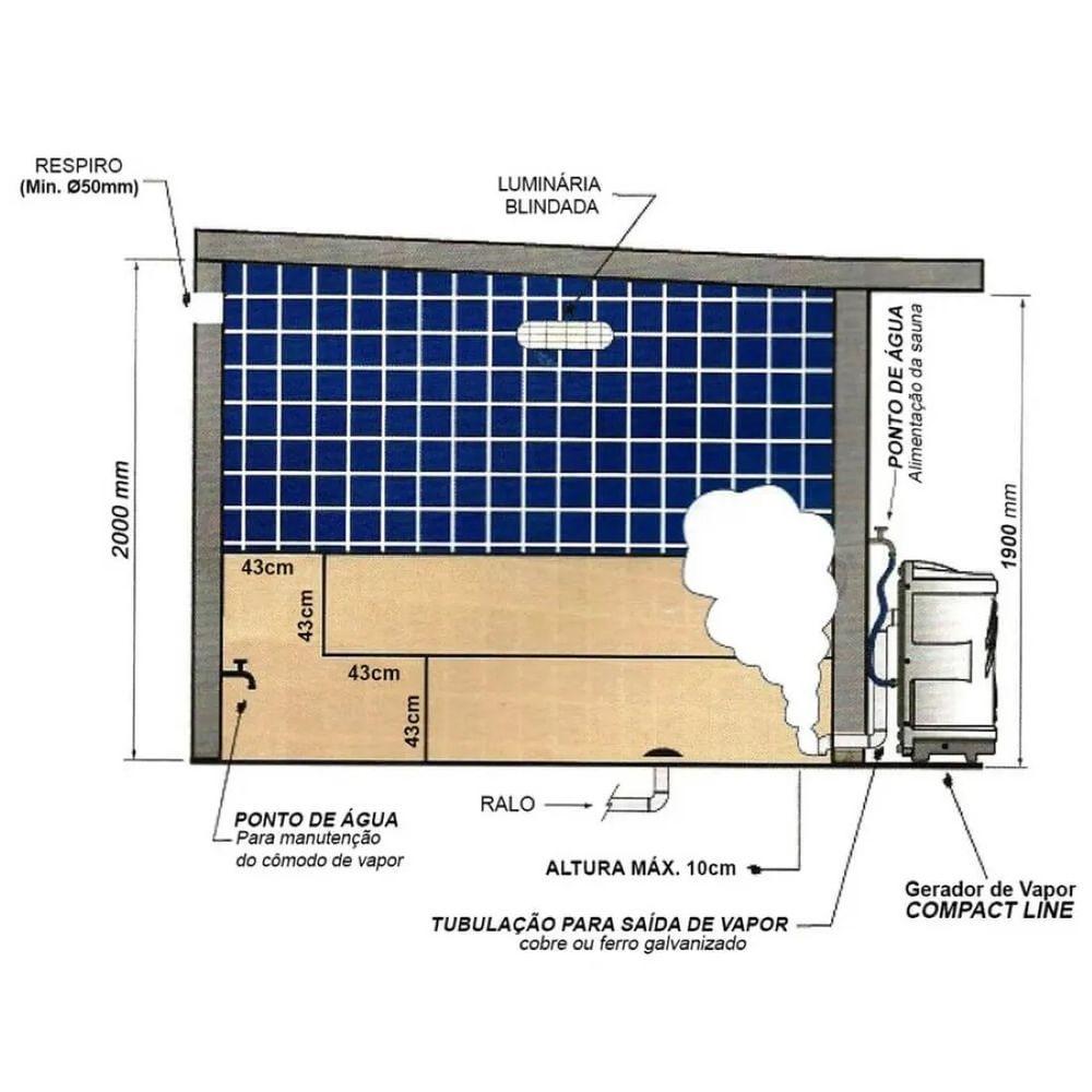 Miniatura Sauna à Vapor Universal 9kw Bifásica 220/380v Até 10m³ - Sodramar