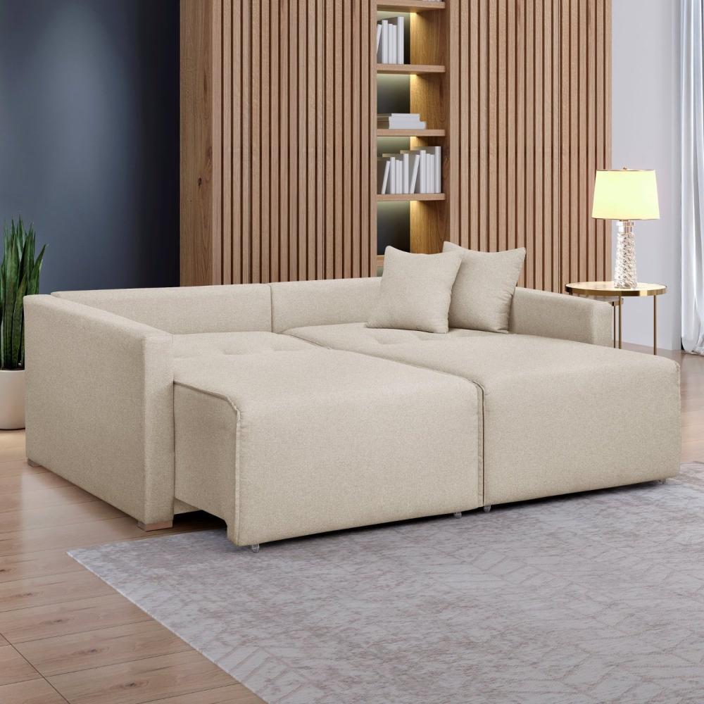 Sofá Cama Retrátil e Reclinável 200cm Júlia Linho/Cru