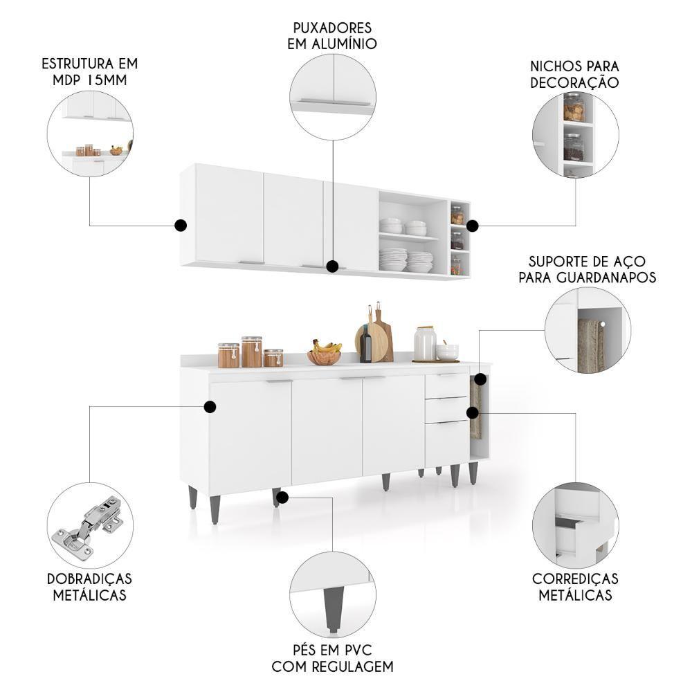 Miniatura Armário De Cozinha Com Tampo Cp11 200cm Pérola Branco Z34 - Mpozenato