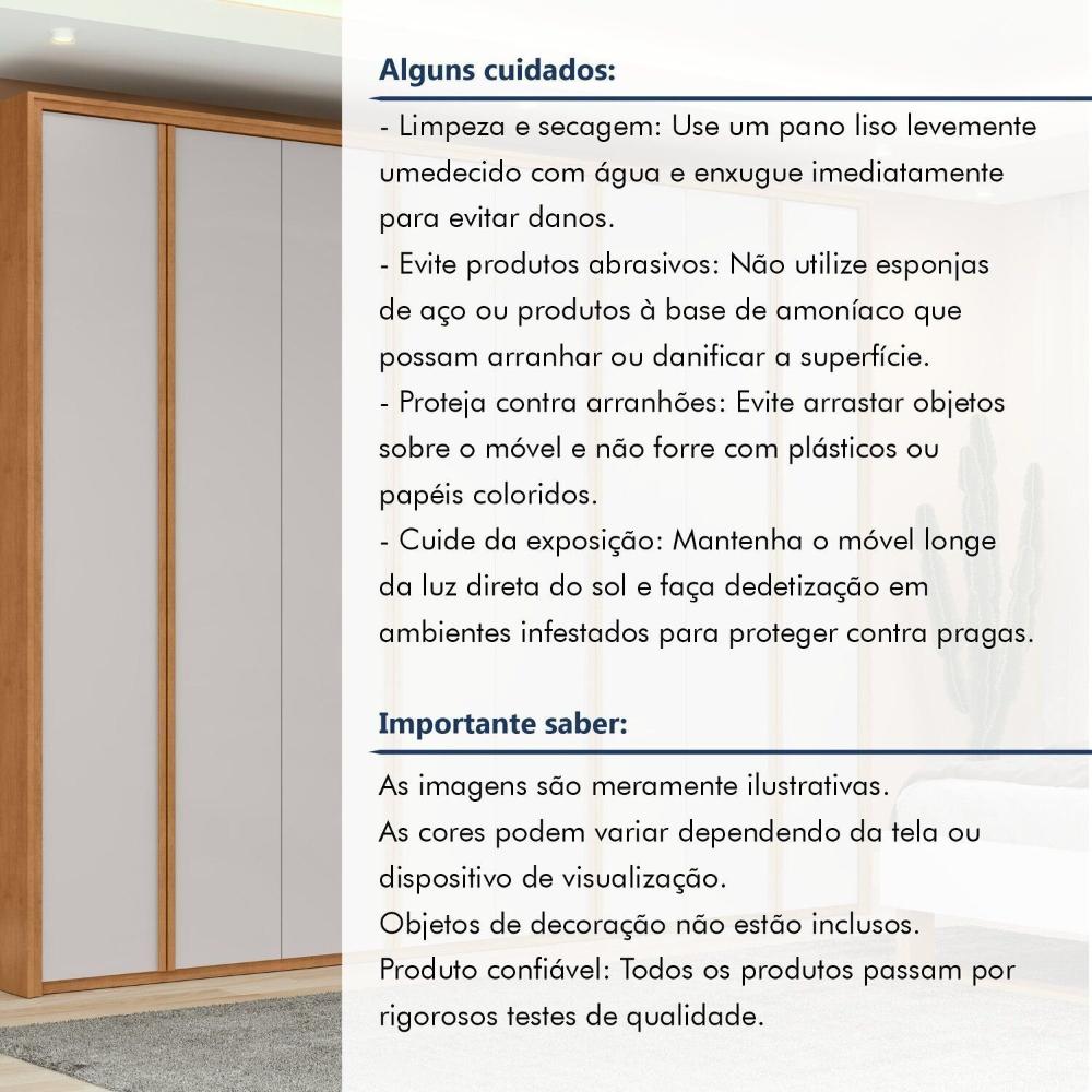 Guarda-roupa 8 Portas 6 Gavetas 100% Mdf Ergon Amêndoa Clean/Off White