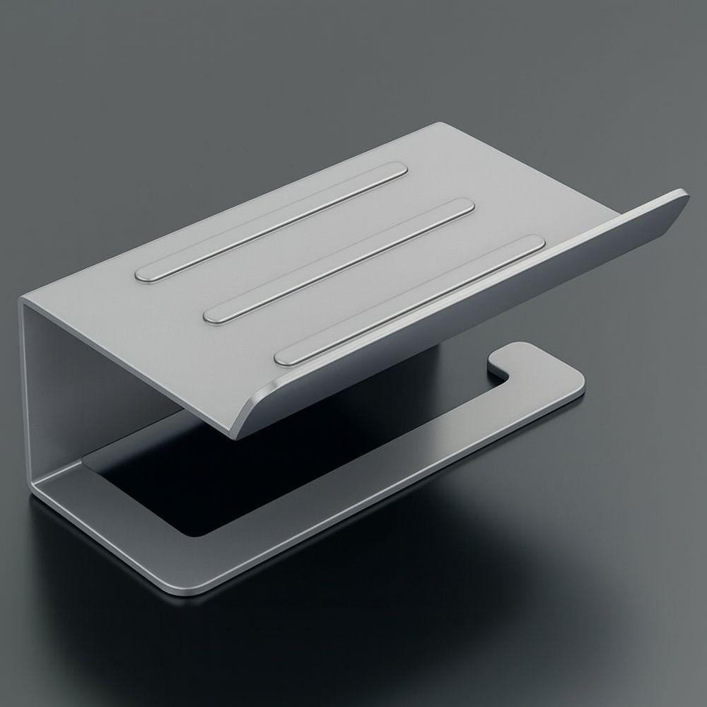 Miniatura Suporte De Papel Higiênico Premium Em Aço Inoxidável Fosco Com Prateleira Superior Para Banheiro Moderno - Preto