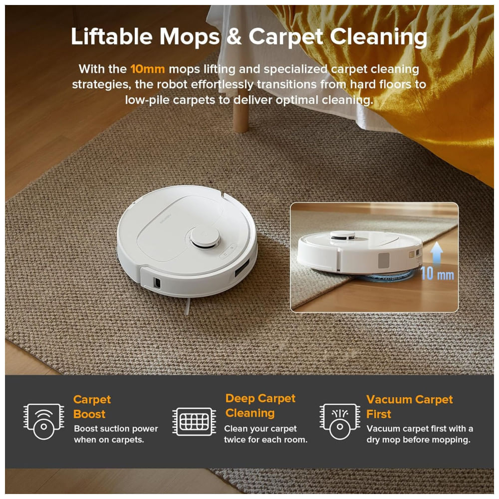 Roborock Qrevo Series: Aspirador Robô e Mopa, 8000Pa, Escova Antienrosco, Navegação Inteligente, Estação de Carregamento Tudo-em-Um, Mops