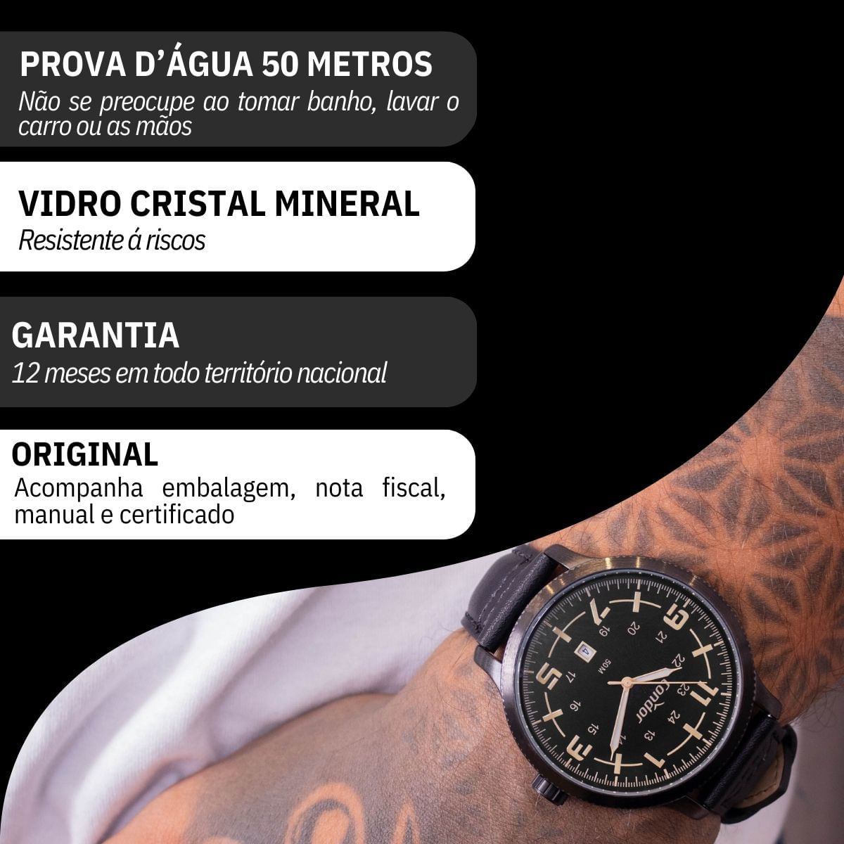 Miniatura Relógio Masculino Condor Analógico Preto CO2115MYU/K5P + Kit
