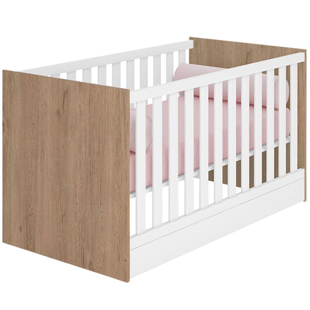 Miniatura Berço Infantil Mini Cama Mdp Doce Mel Carvalho/branco