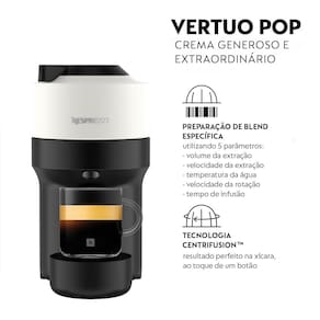 Miniatura Cafeteira Nespresso Vertuo Pop com Kit Boas-Vindas – Branco Côco 110V