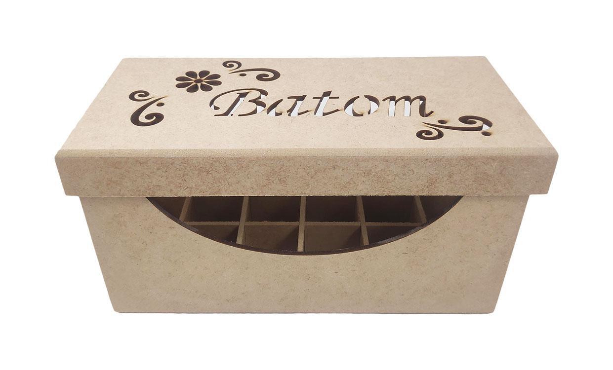 Miniatura Porta Batom Caixa Retangular Mdf Laser Divisória 18 Batons