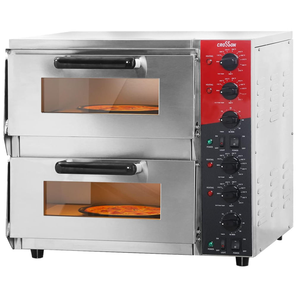 Miniatura Forno Elétrico de Pizza de Bancada de 8kg com Máquina de 7 Rolos de Hot Dog e Duplo Deck Comercial,Crosson.