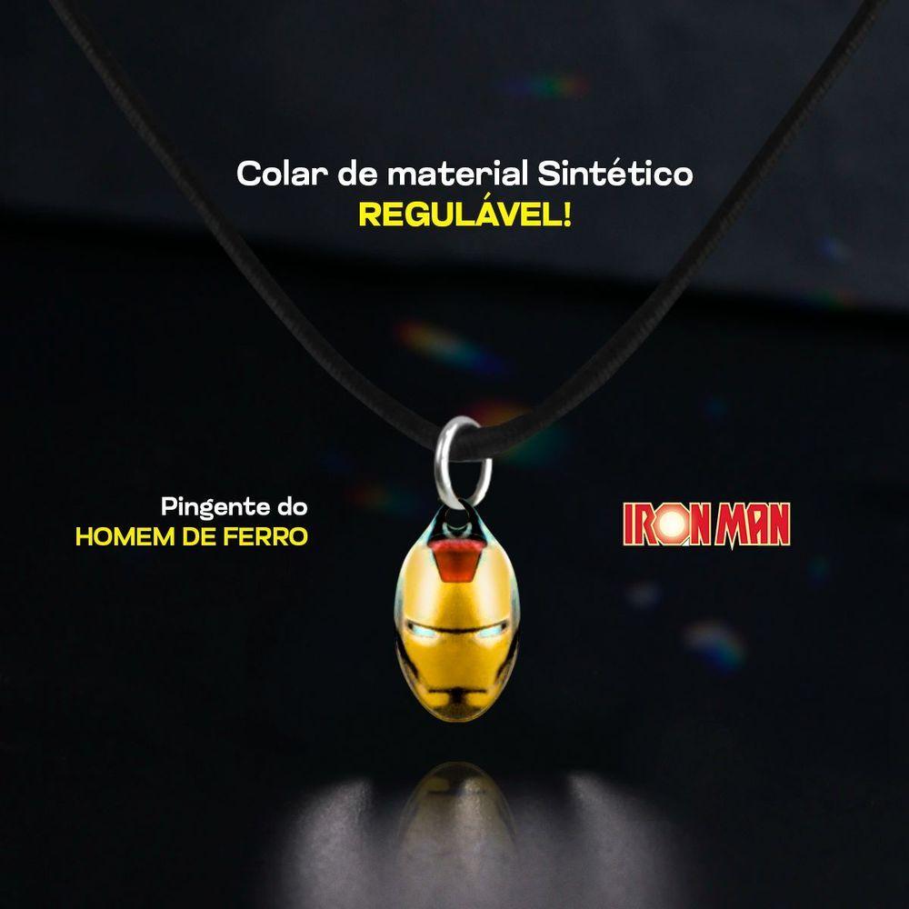Miniatura Colar Infantil Menino + Pingente Qualidade Premium Iron Man Moda Homem De Ferro Ajustavel Heroi