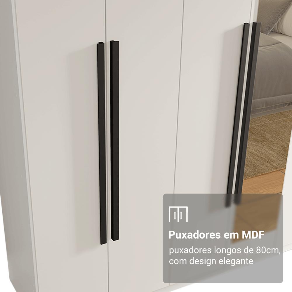 Guarda-Roupa Casal 8 Portas Batentes com Espelho Venus Madesa B Branco/Branco/Preto