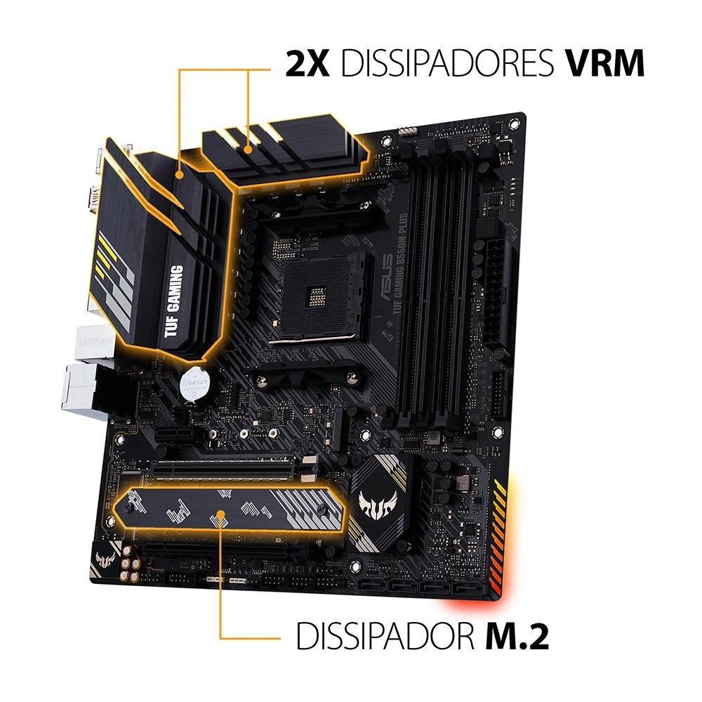 Miniatura Placa-Mãe ASUS TUF Gaming B550M-Plus, AMD AM4, mATX, DDR4, Preto - 90MB14A0-C1BAY0