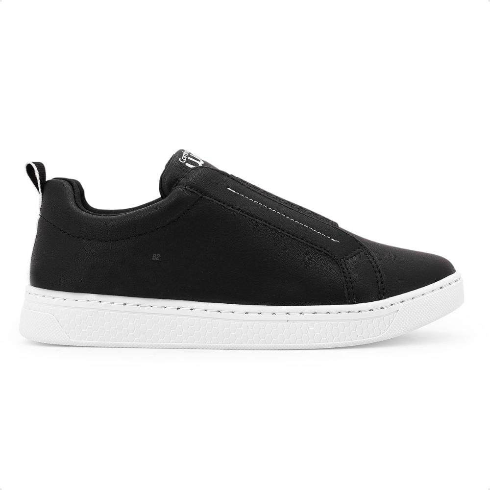 Miniatura Tênis Comfortflex Casual Elástico Feminino Preto / Branco - 34