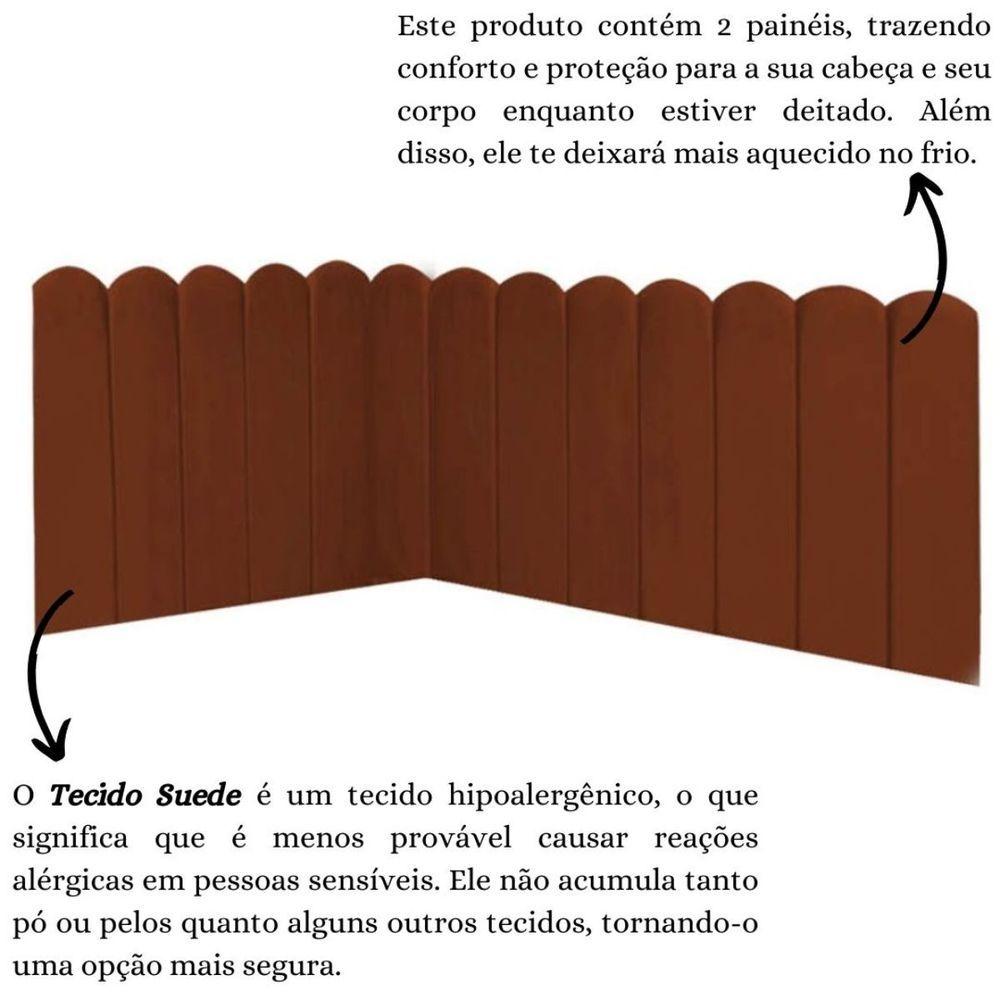 Miniatura Cabeceira Painel Cama Casal Box Nuvem Suede Sandy 140 Cm Cor:terracota