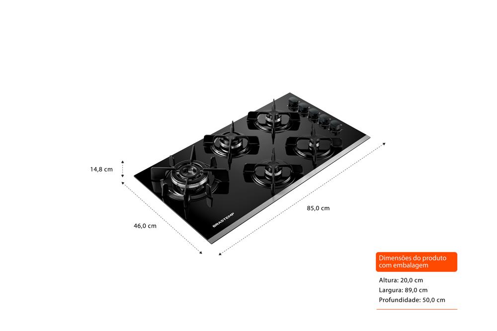 Miniatura Cooktop 5 Bocas Brastemp Eclipse Collection com Quadrichama - BDD86AP Bivolt