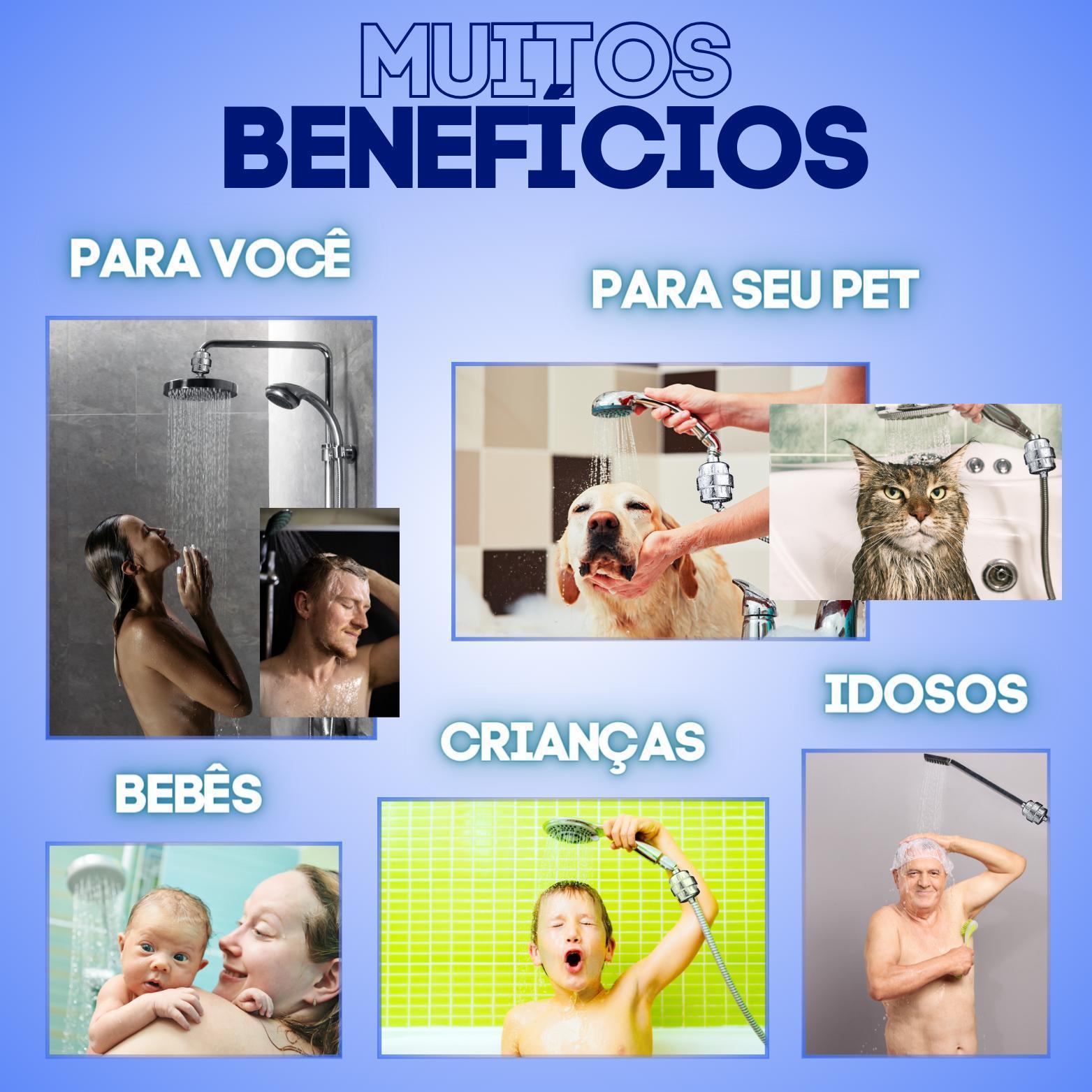 Miniatura Filtro Água Chuveiro Anticloro Zeólita Vit C Carvão Ativado