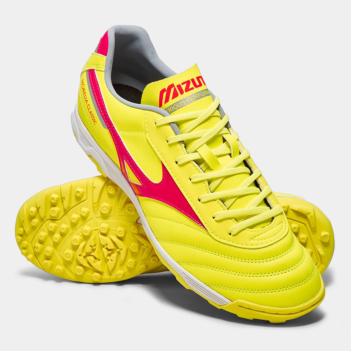 Miniatura Chuteira Society Mizuno Morelia Classic Unissex Amarelo+Laranja - 38