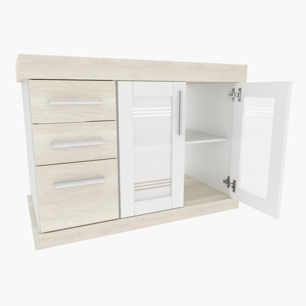 Miniatura Gabinete para Banheiro 80cm 3 Gavetas 2 Portas Imola Darabas Agardi Mezzo Blanco