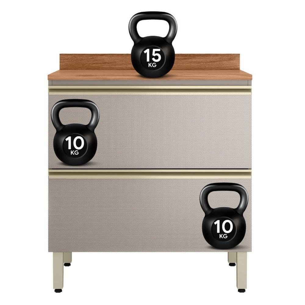 Balcão Mdf 1 Porta e 1 Gaveta 80cm com Tampo Proença Nogueira/Nude Prime