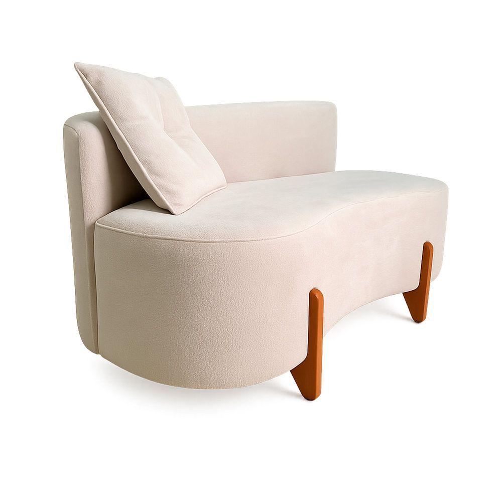 Miniatura Sofá Orgânico Divã Boucle Com Pés De Madeira 7 Decor Bege