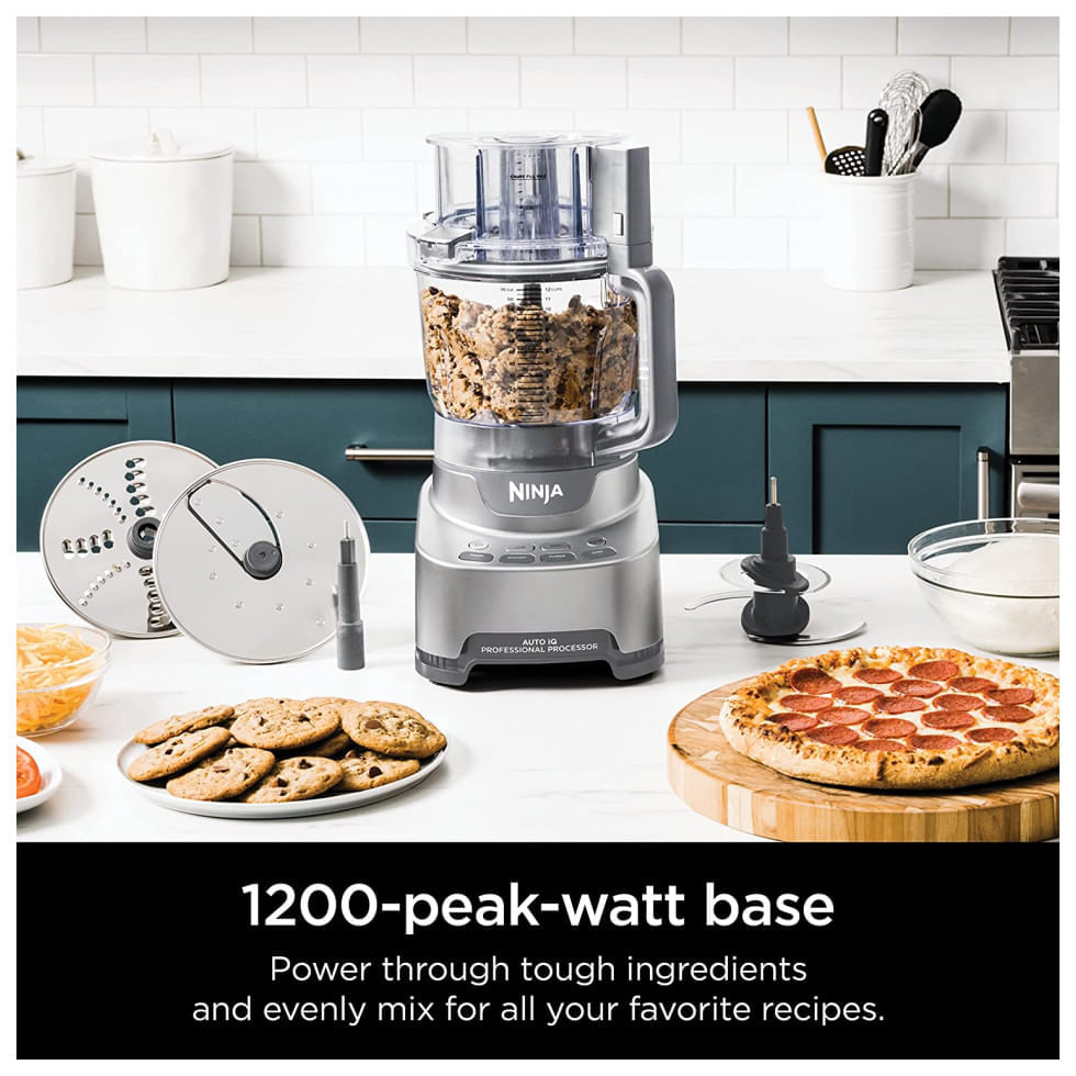 Miniatura Ninja NF701 Processador de Alimentos 2,8L com 4 Funções 2 Lâminas e 2 Discos, 1200W, 110V, Cinza
