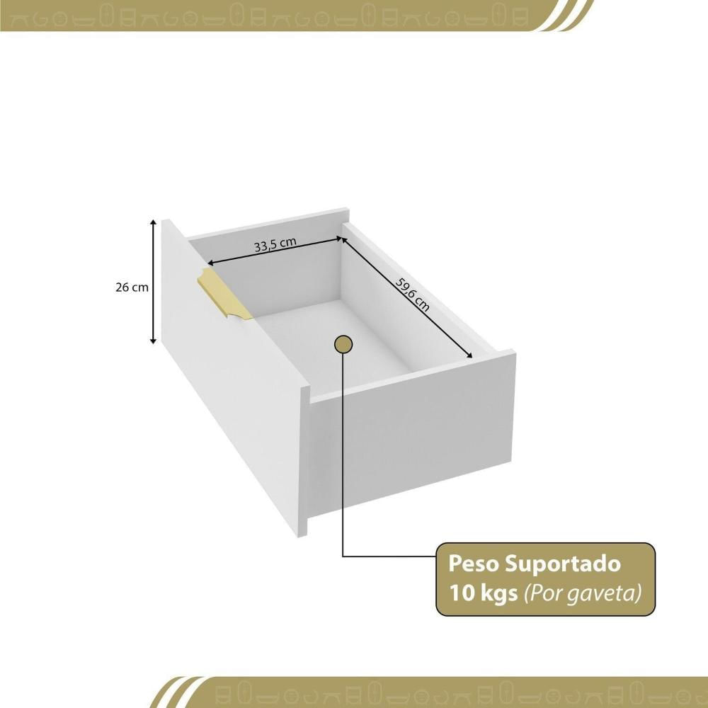 Miniatura Cômoda para Quarto com 6 Gavetas 135cm X 102cm Safira Freijó/Branco