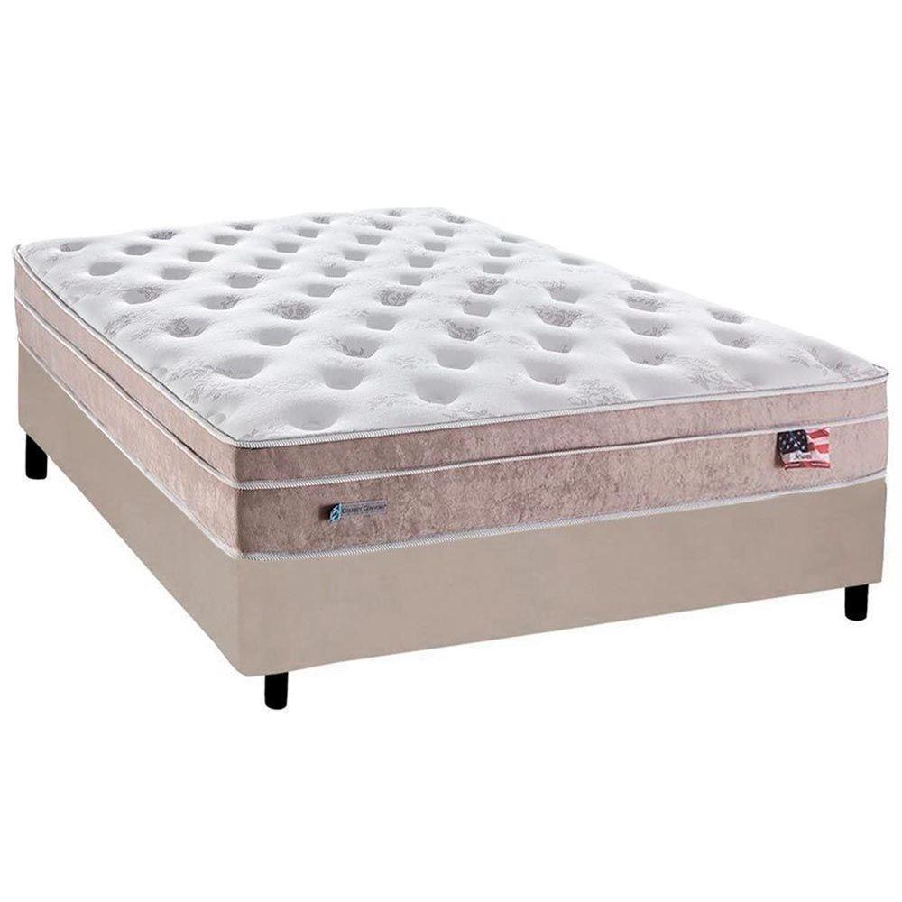 Miniatura Cama Box Casal: Colchão Molas Masterpocket Ensacadas Plumatex Miami + Base Crc Suede Bege(138X188)