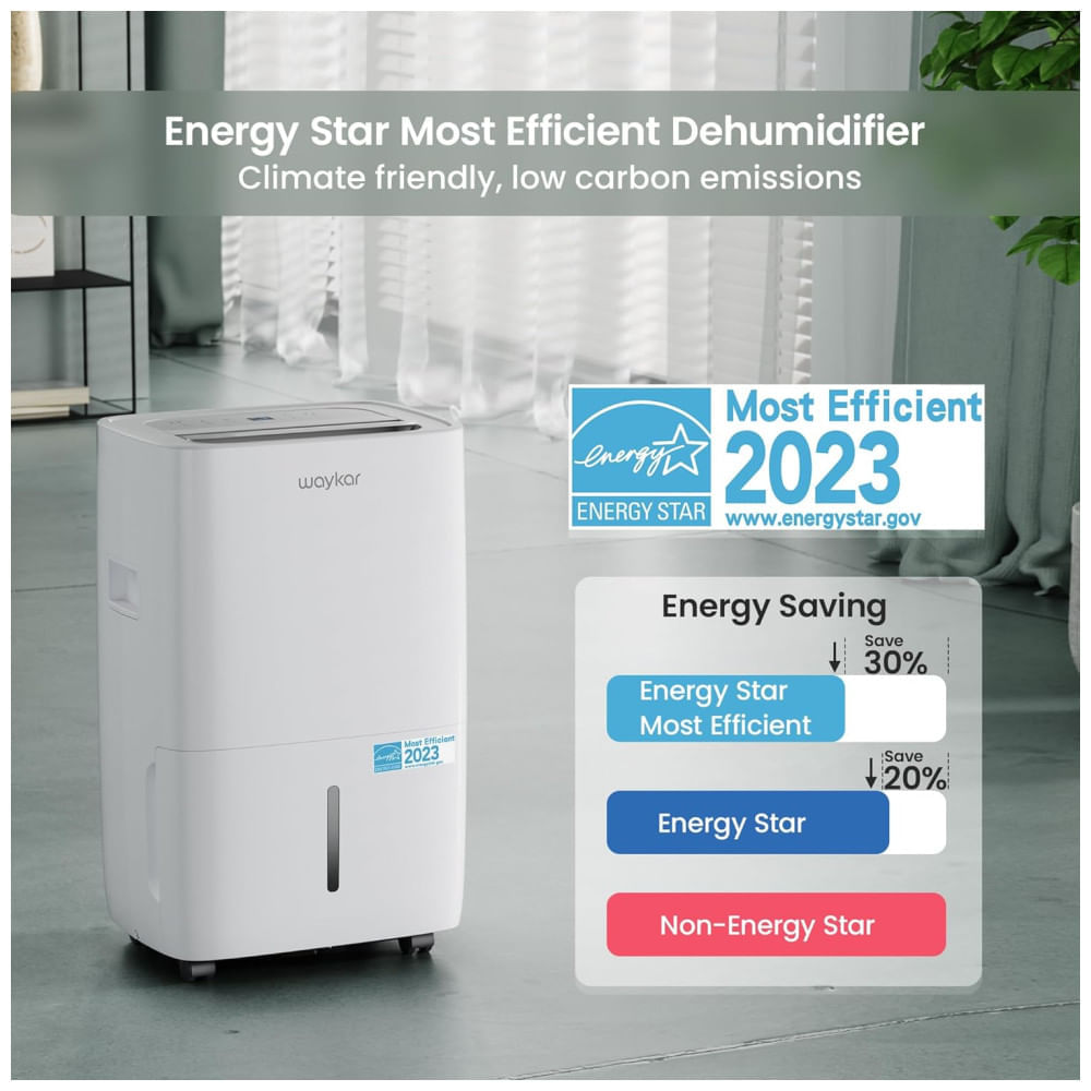 Miniatura Desumidificador Waykar 56,78 Litros Eficiência Energética para Ambientes de até 557,4 m², Ideal para Residências, Porões e Salas Amplas