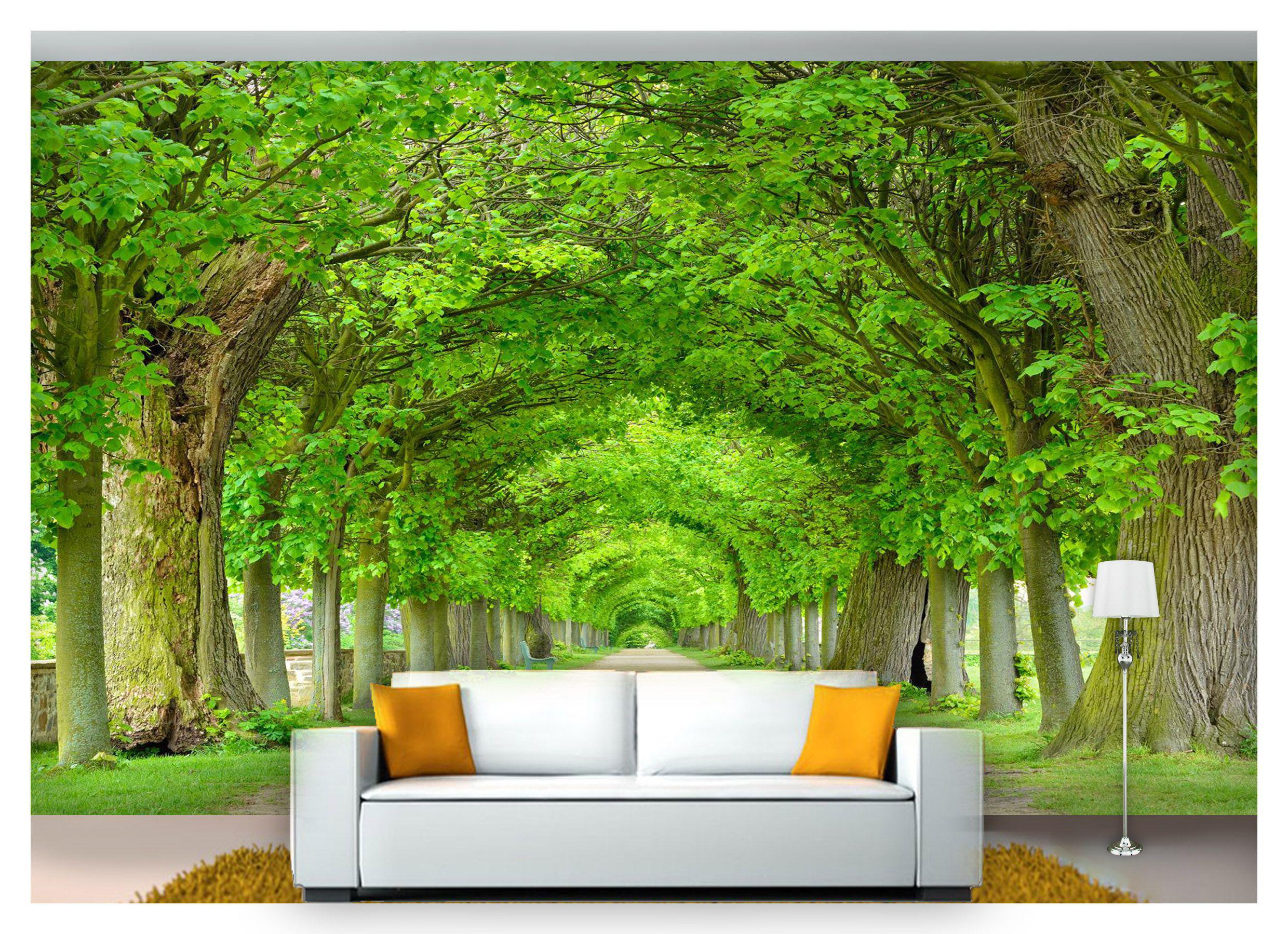 Miniatura Papel De Parede Estrada Caminho Floresta 3D 6M² Nes110