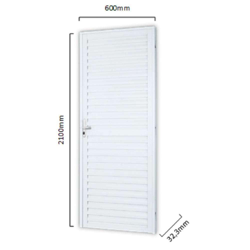 Miniatura Porta de Aluminio Laminada Branca 210x60 MGM Branco