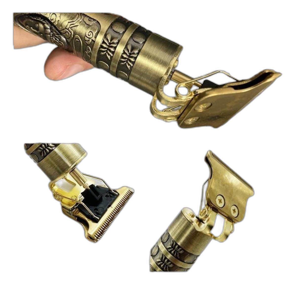 Miniatura Máquina de Cortar Cabelo e Barba USB - Buda Dourado