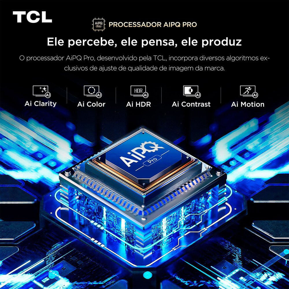 Smart TV TCL 55 AI, 4K UHD, QLED Mini LED, Android TV - 55C6K Preto - C6K - Smart TV - Bivolt