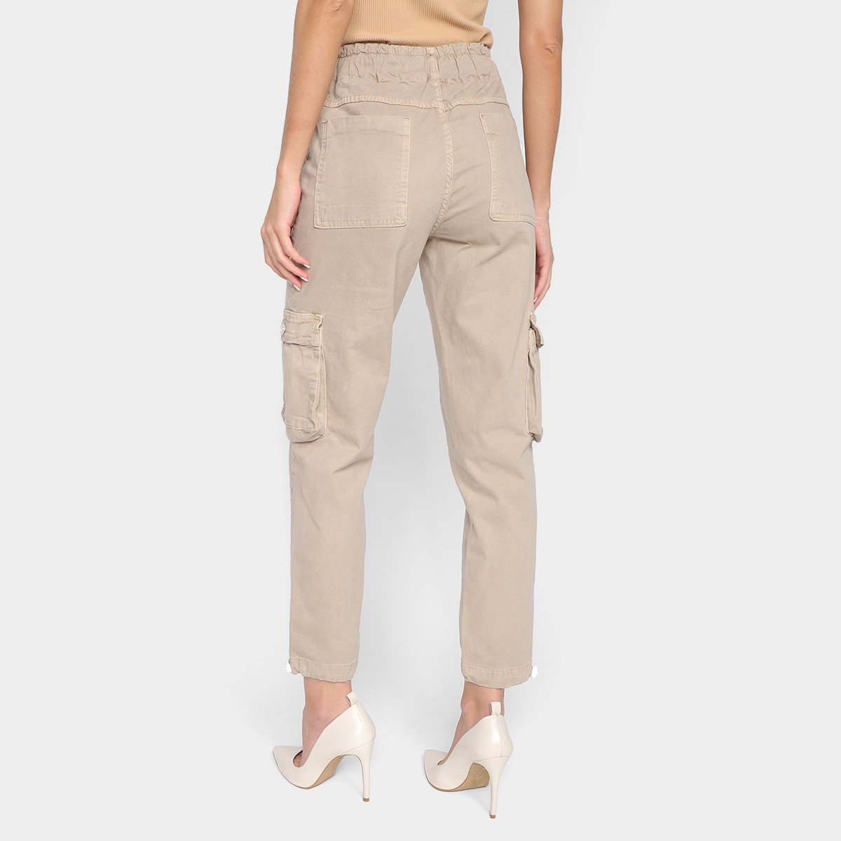 Miniatura Calça Jogger Sawary Paraquedista Feminina Bege - 36