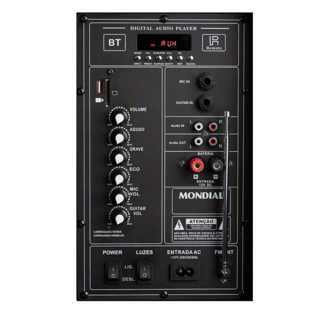 Miniatura Caixa De Som Amplificada Cm550 Bluetooth Entradas Usb Rádio Fm Mondial Preto - Bivolt