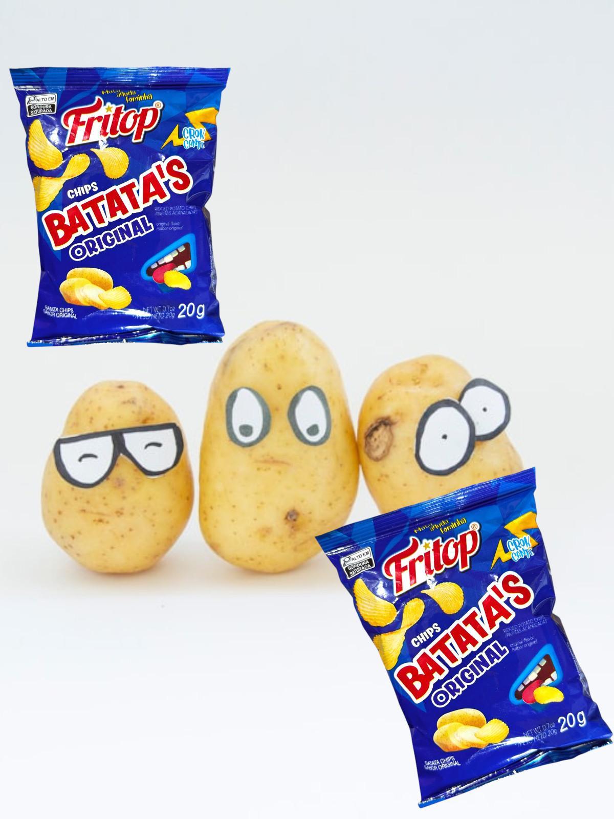 Miniatura Kit 30 Mini Batata Chips Fritop Tradicional Salgadinho 20G