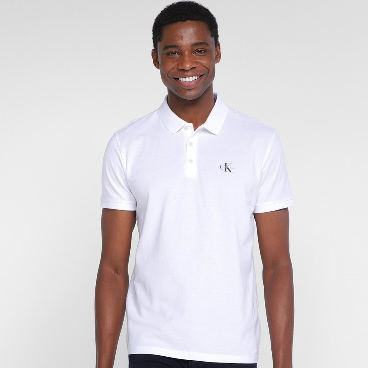 Miniatura Camisa Polo Calvin Klein Logo Masculina Branco - G