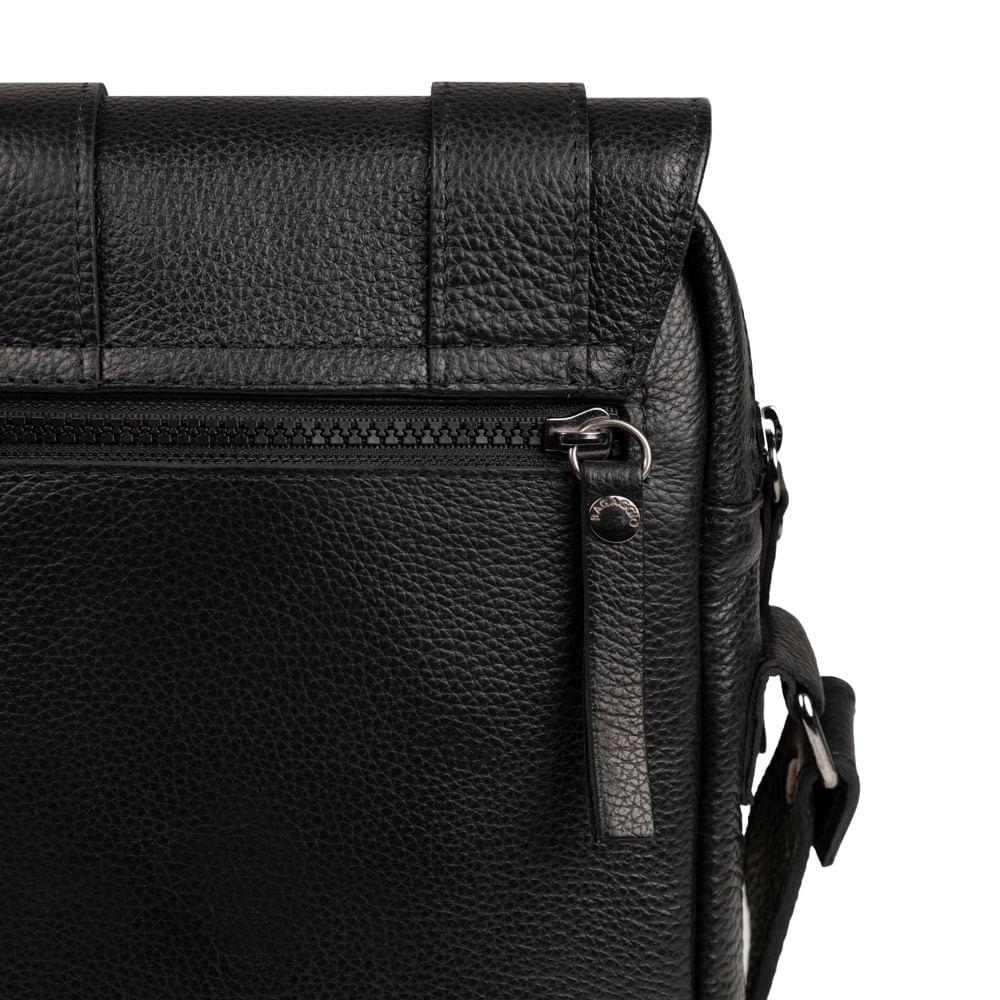 Shoulder Bag Masculina de Couro Leme Preta Preto