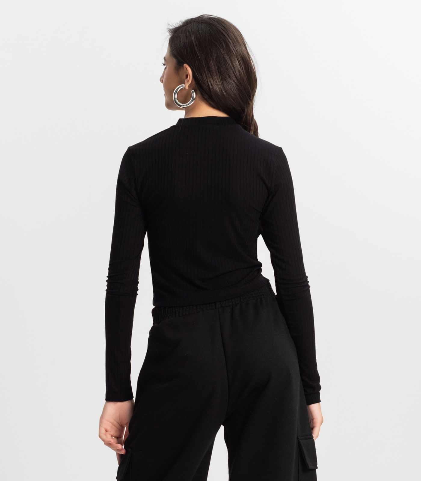 Miniatura Blusa Cropped Juvenil Feminina Gola Alta Minty Preto 14