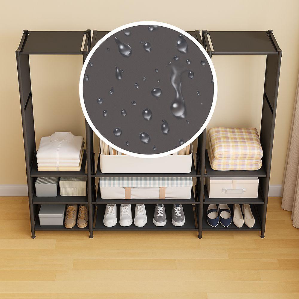 Guarda-roupa Organizador Aberto Com 3 Seções E Prateleiras Closet Moderno