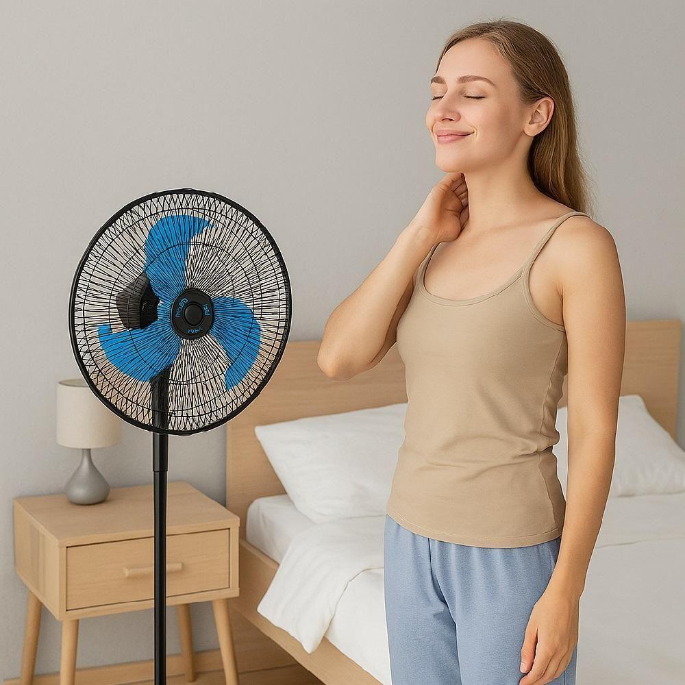 Miniatura Ventilador De Chão Coluna Silencioso Com Hélice E Grade Em Metal, 3 Velocidades E Altura Ajus