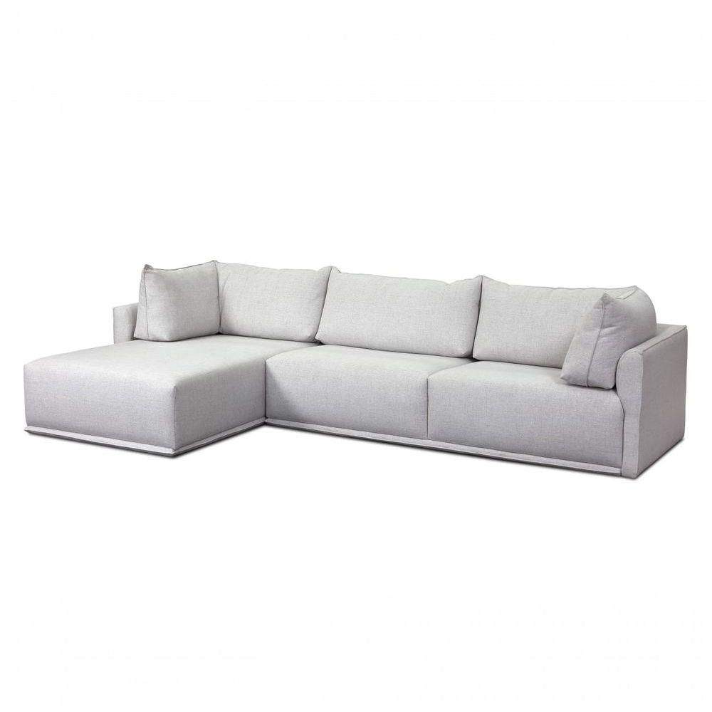 Miniatura Sofa 03 Lugares 3,14mt Com Chaise Long Estofado Cinza Loah Cinza