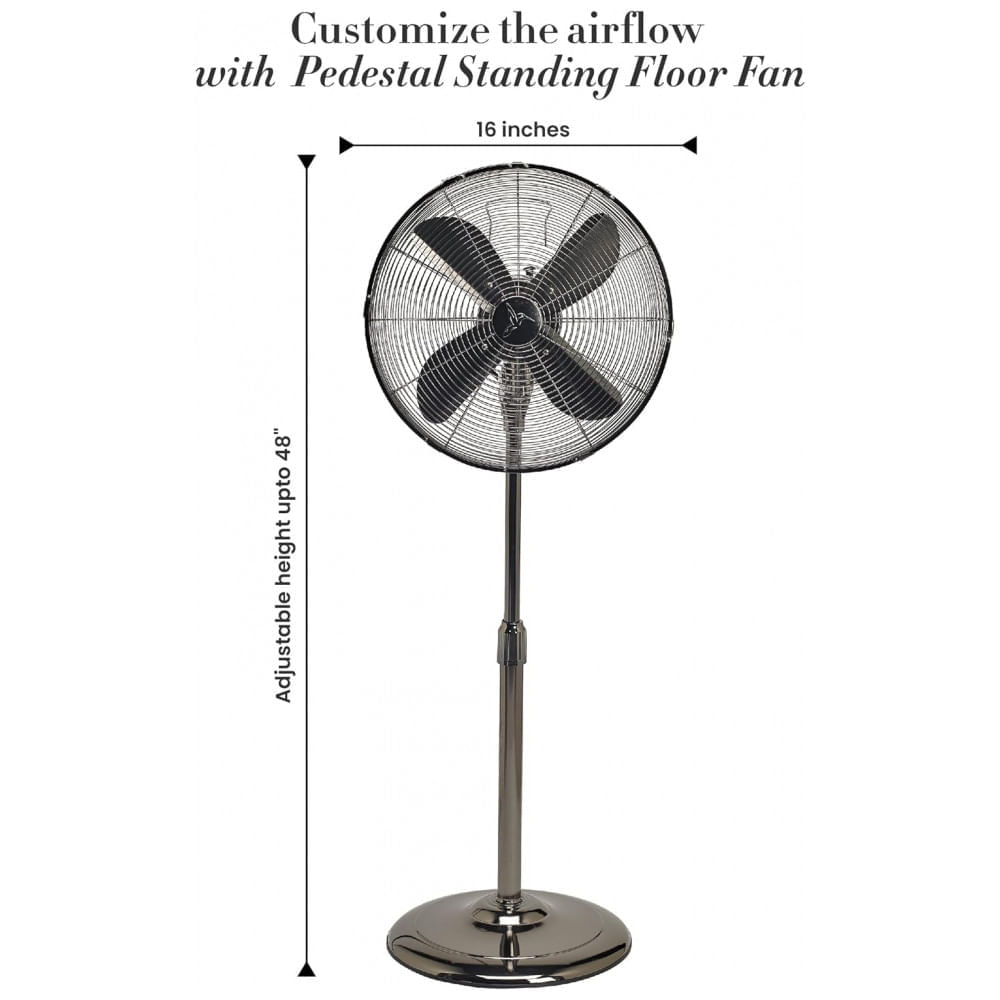 Miniatura Ventilador de Piso com Pedestal, 3 Velocidades e Altura Ajustável, Deco BREEZE Retrô DBF0210, Preto Metálico