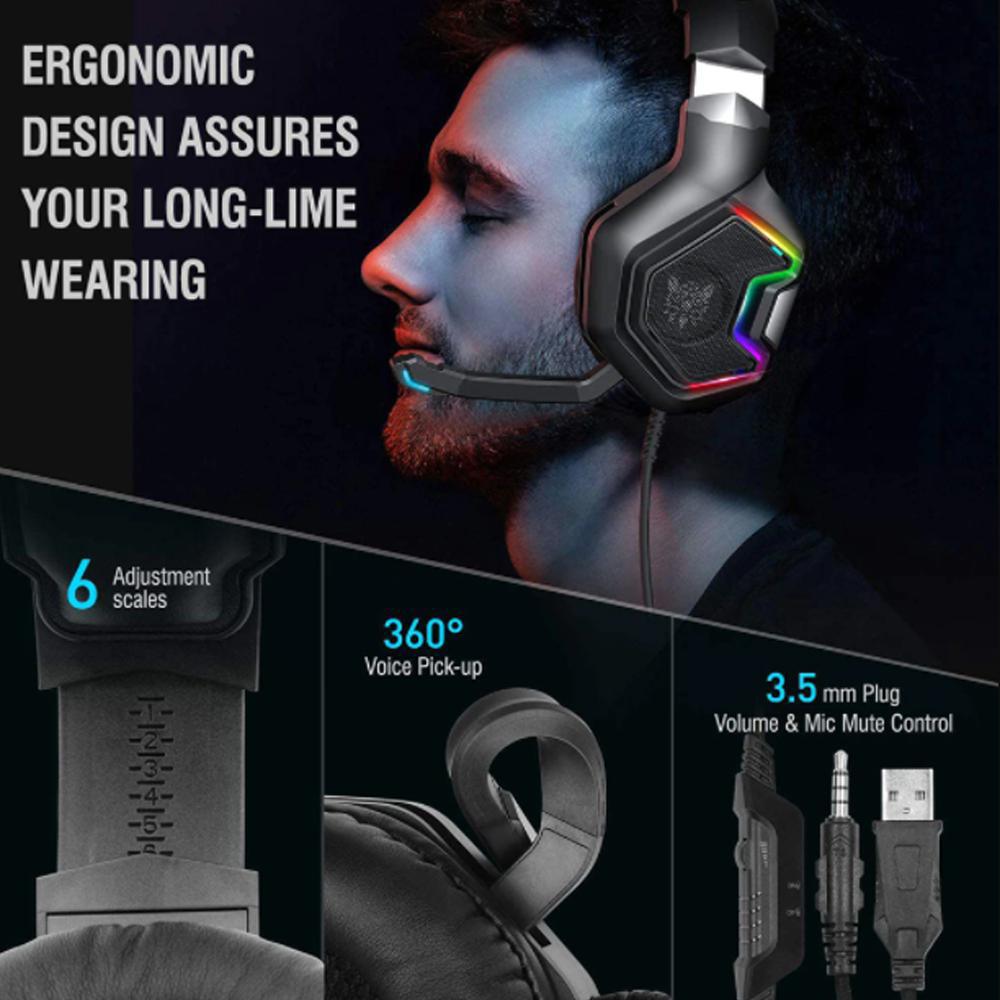 Miniatura Fone Gamer Headset Profissional Onikuma K10 Pro Rgb Preto