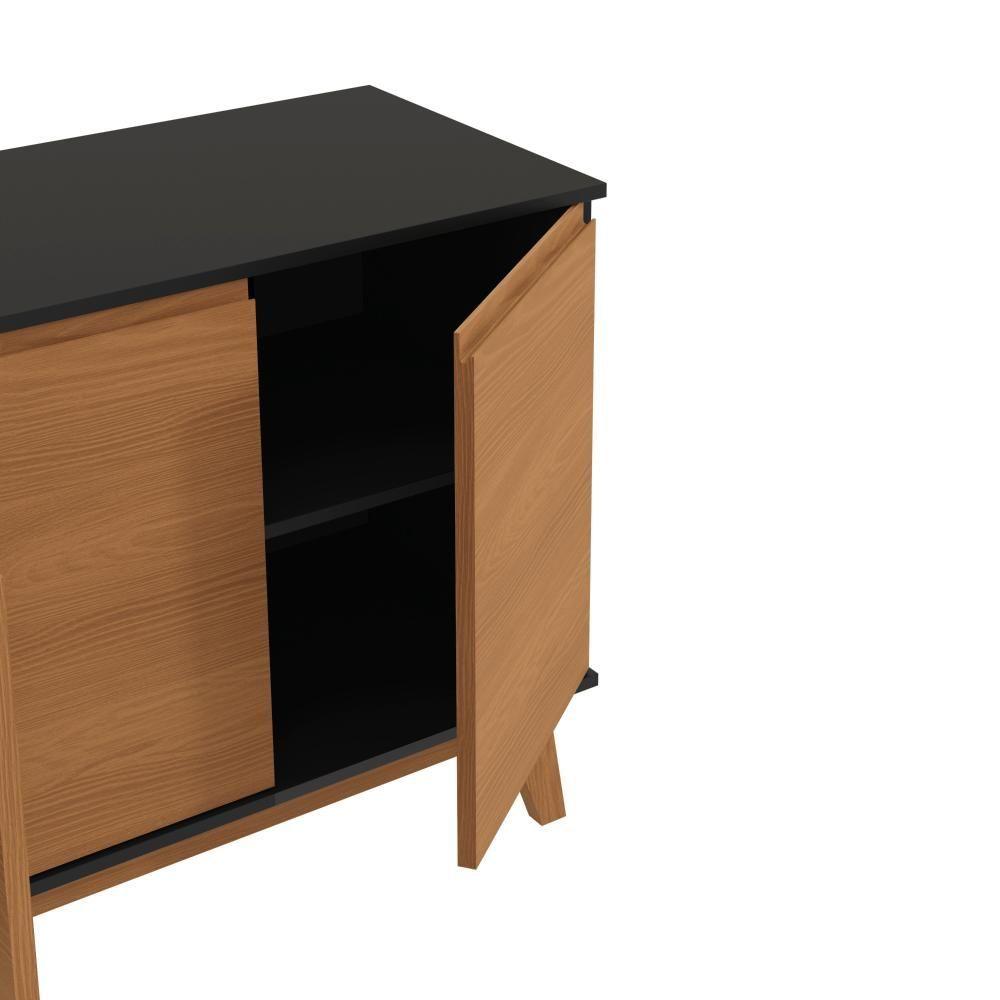 Miniatura Aparador Kappesberg 4 Portas Preto Fosco/canela 156cm